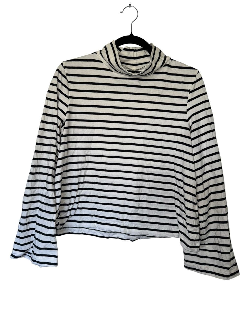 Madewell Striped Long-Sleeve Turtleneck Top - Black & White
